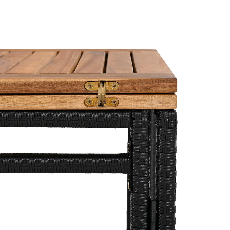 Outdoor Acacia Wood Bar Height Table And Eight Stools With Cushions