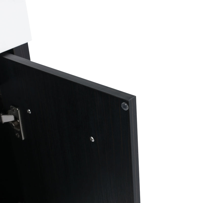 Modern Wall Mounted Bathroom Vanity With Resin Sink And Storage Rack