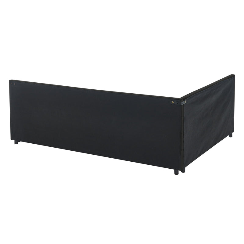Storage Elegant Upholstered Tufted Bed Frame With Backrest And Armrests