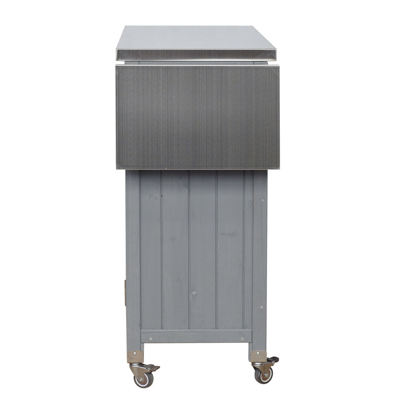 Foldable Outdoor Kitchen Island With Storage Cabinet