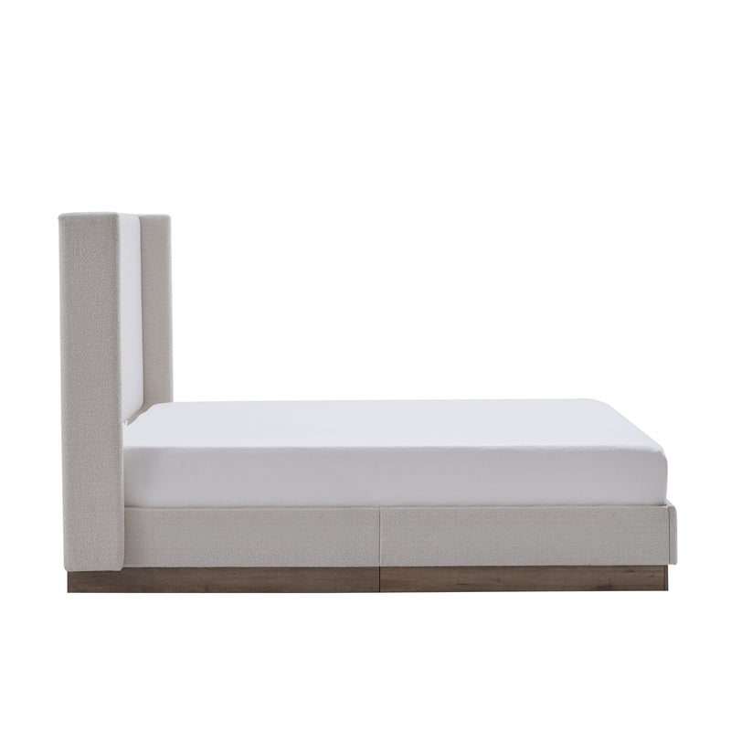 Hosford - Minimalist Upholstered Wingback Bed With Wood Base Platform