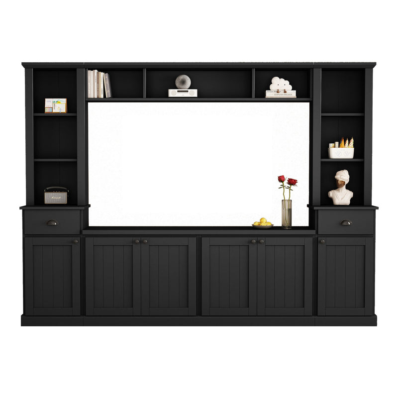 Minimalist Entertainment Wall Unit Set With Bridge For TVs Up To 75"