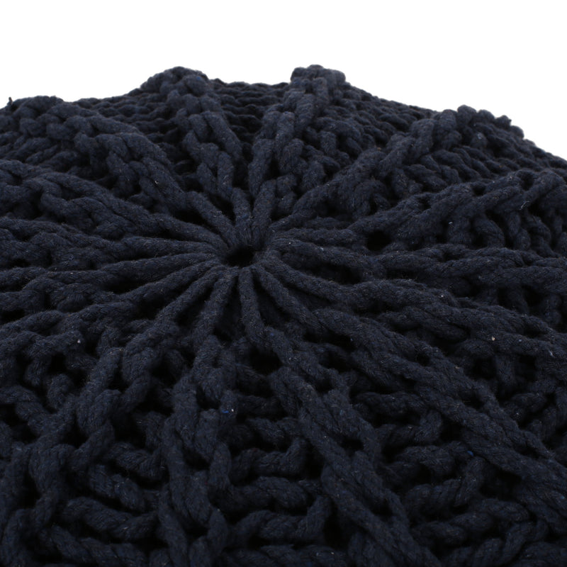 Bordeaux - Knitted Round Pouf Ottoman And Floor Cushion