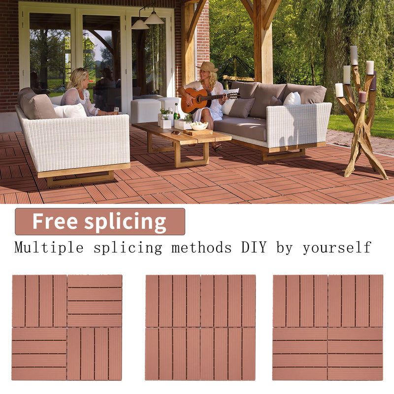 Plastic Interlocking Deck Tiles, Waterproof All Weather Use