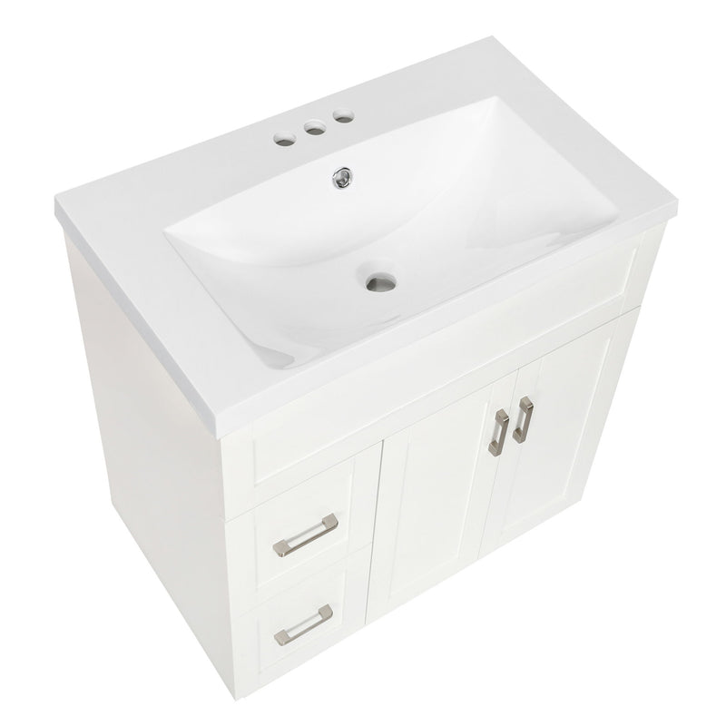 Bathroom Vanity With 2 Doors, 2 Drawers, Adjustable Shelf, Hidden Slides & Soft Close Hinges