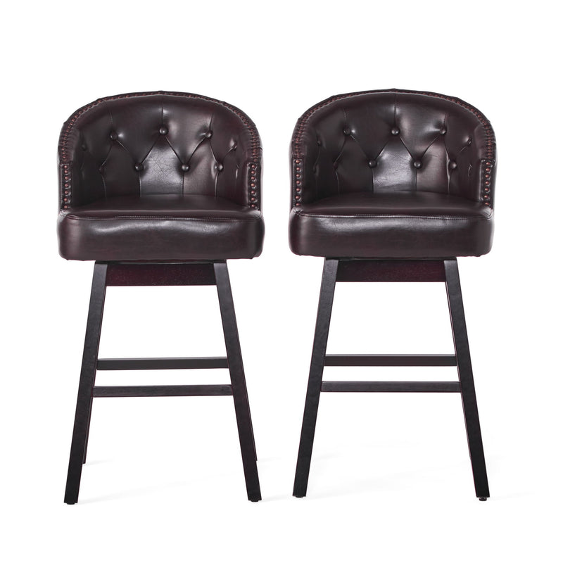 360 Degree Swivel Bar Stool With Stunning Nailhead Trim (Set of 2)