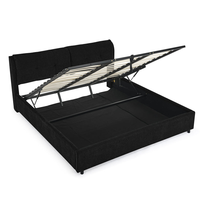 Storage Upholstered Hydraulic Platform Bed With Integrated Headboard