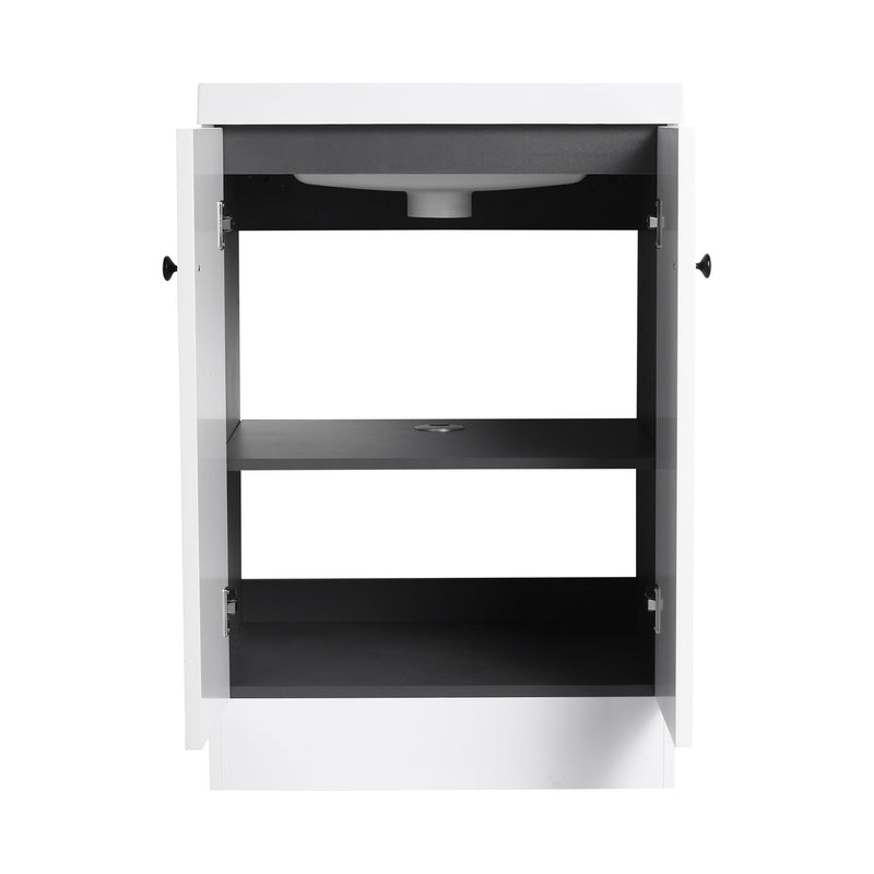 Contemporary Freestanding Bathroom Vanity With Resin Sink & Soft-Close Cabinet Doors