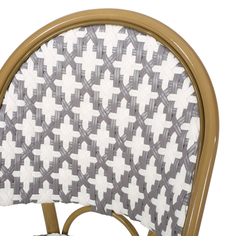 Chic French Bistro Chair With Durable Rattan And Aluminum Frame