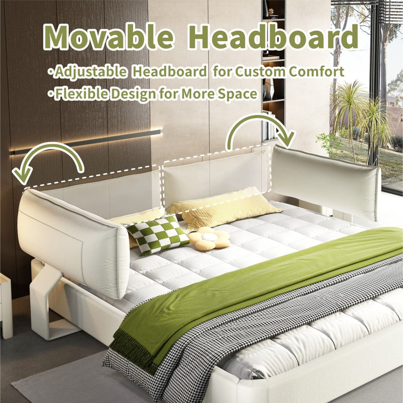 Cloud Bed Frame With Oversized Padded Movable Headboard