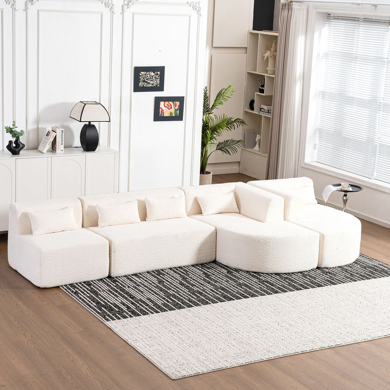 Upholstered Sofa Free Combined Sofa Couch With 2 Chaise Lounge And Five Back Pillows For Living Room