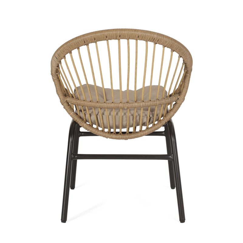 Outdoor Accent Chair With Curved Back And Basket Frame, (Set of 2) - Light Brown / Beige