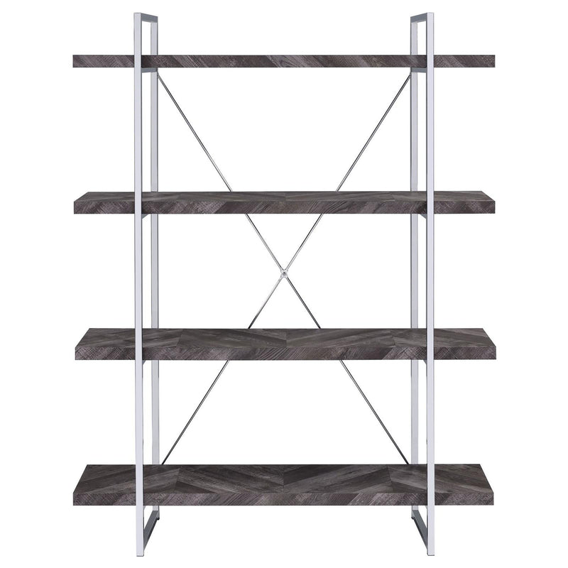 Herringbone - Bookcase With Full Length Shelf - Gray