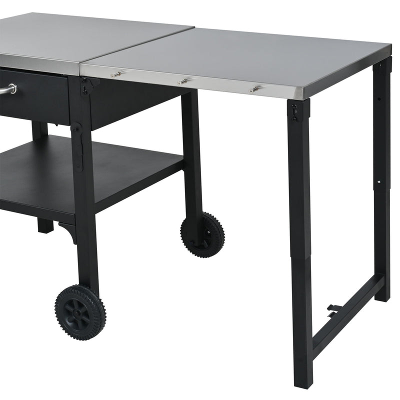 Foldable Outdoor Kitchen Cart With Storage For Patio
