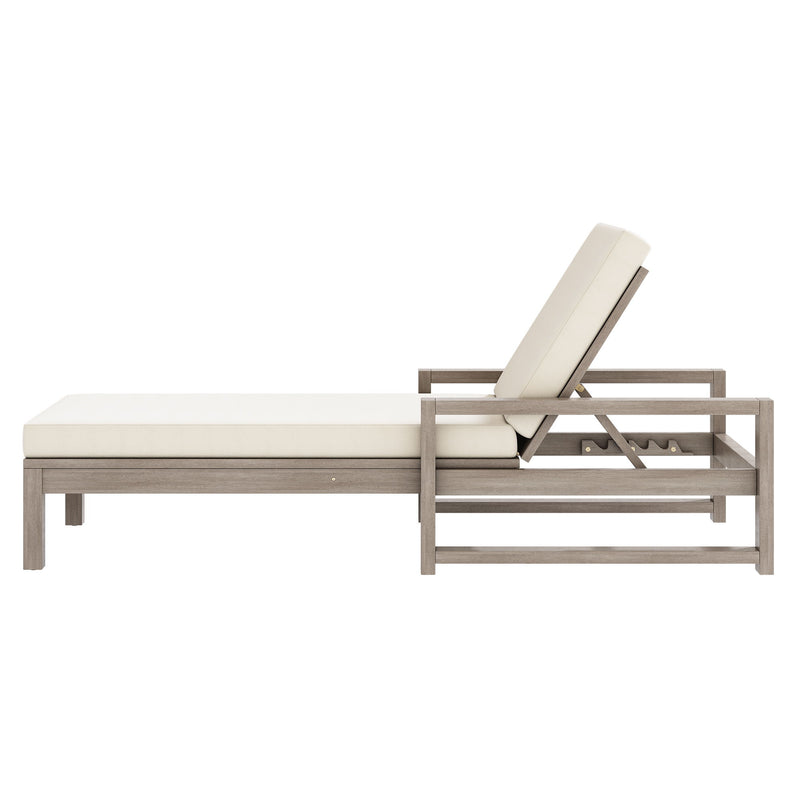 Outdoor Lounge Chairs, 5 Position Chaise Lounge With Adjustable Backrest (Set of 2) - Gray