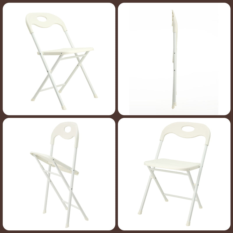 Folding Chairs, Stackable & Waterproof (Set of 4) - White
