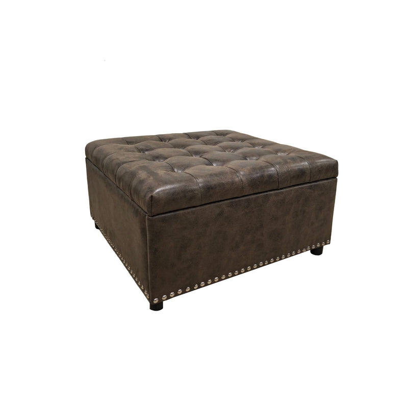 Tufted Storage Ottoman With Button Tufting And Nailhead Trim
