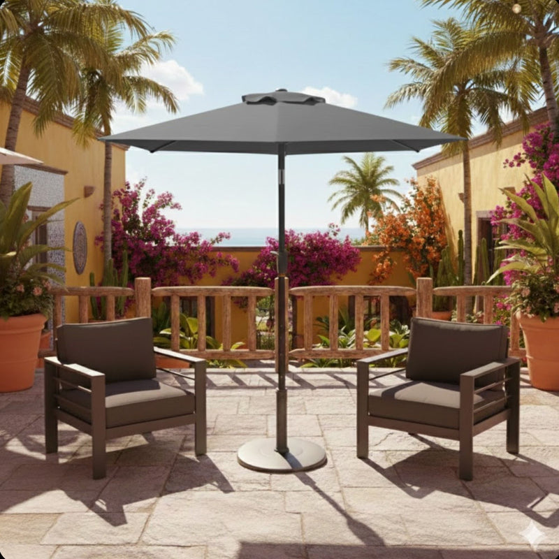 Umbrella With Crank Lift & Tilt, UV-Resistant Canopy For Patio