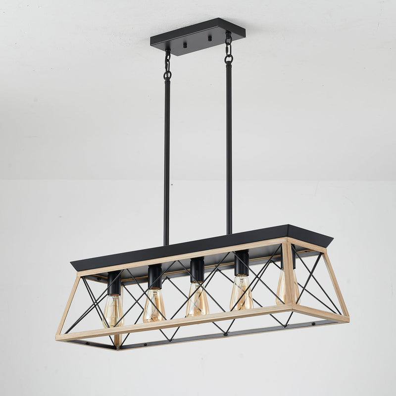 Chandelier Pendant Light For Dining Room Kitchen, 5 Light Fixture With Adjustable Height