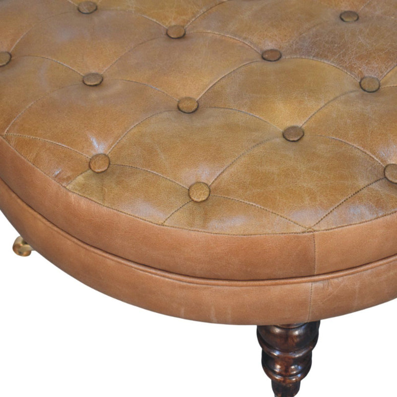 Buffalo - Round Ottoman With Castor Legs - Brown