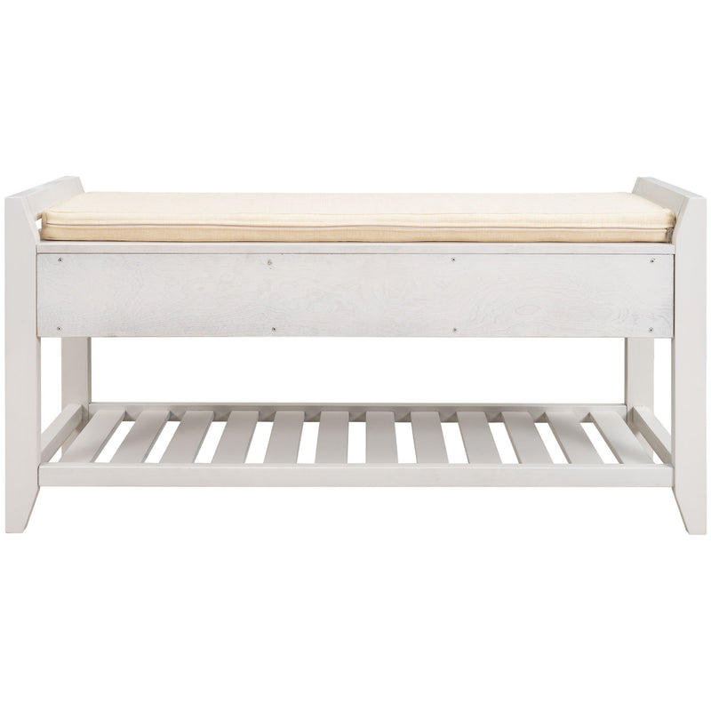 Multipurpose Entryway Shoe Rack With Cushioned Seat And Drawers