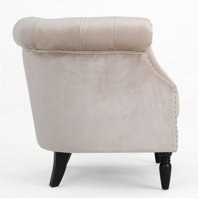Celestialis - Upholstered Velvet Club Chair With Tub Design And Rolled Recessed Armrests - Champagne