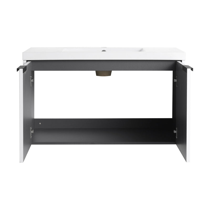 Contemporary Wall Mounted Bathroom Vanity With Resin Double Sink