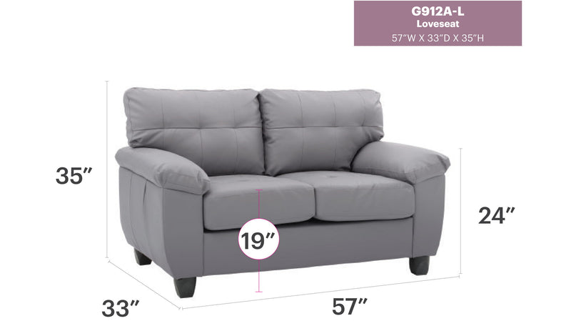 Loveseat With Padded Arms - Gray