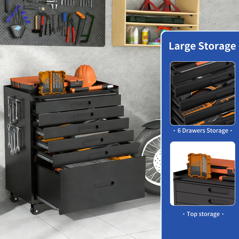 Rolling Tool Cabinet Heavy Duty Garage Storage With Lockable Doors & Drawers