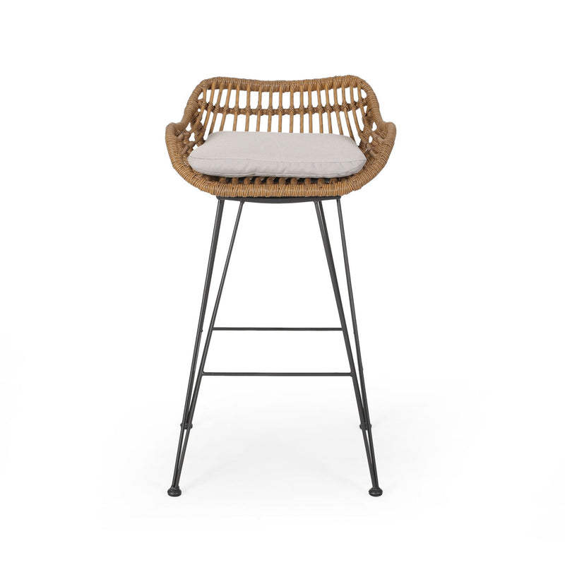 Outdoor Rattan Bar Chair With Metal Legs