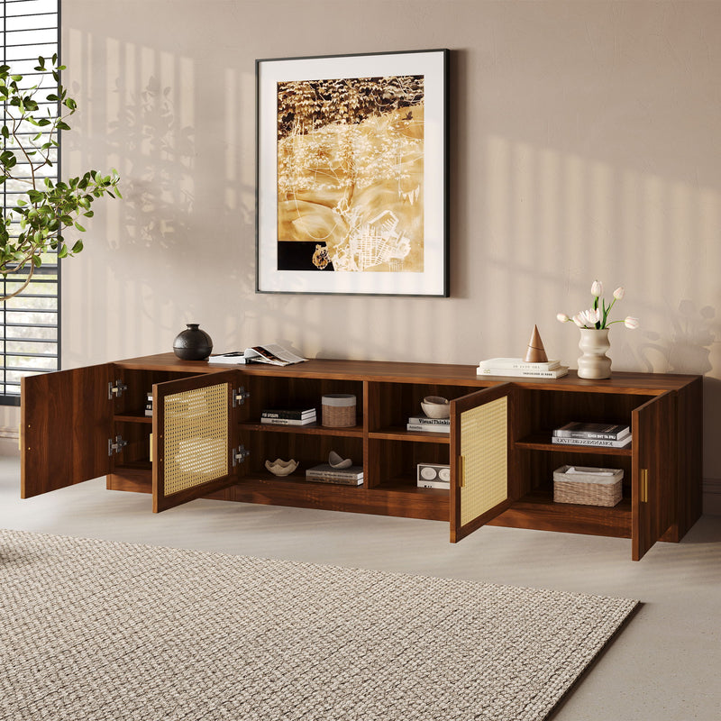 TV Stand, Media Console With Adjustable Shelves - Walnut