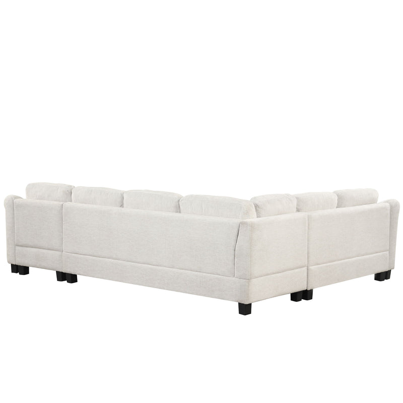 Contemporary U - Shaped Sectional Sofa With Movable Storage Ottoman