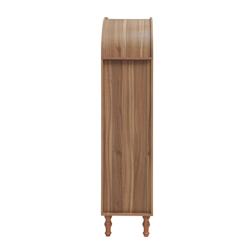 Tall Kitchen Pantry Cabinet With Hollow Carved Doors 2 Drawers And Adjustable Shelves Storage Display Cabinet For Kitchen Dining Room Or Living Room - Walnut
