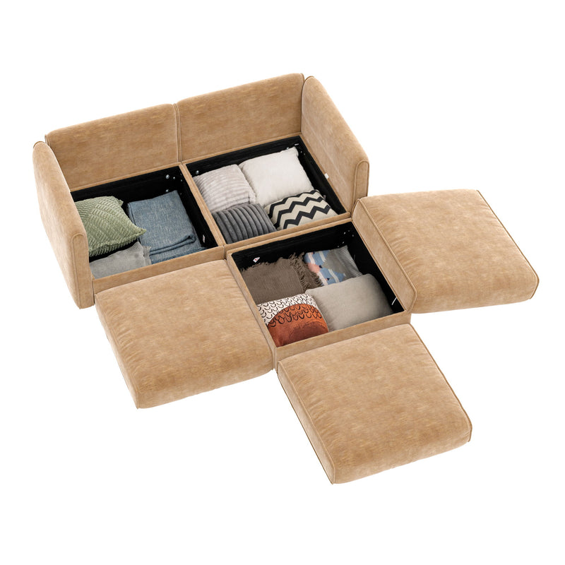 Contemporary Elegant Sofa With Storage And Ottoman