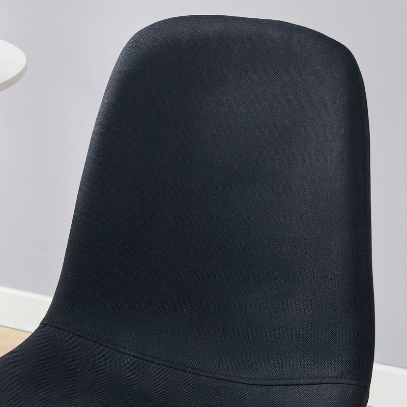 Luxury Simple Chair (Set of 4) Linen Cotton High Resilience Dining Chair With Metal Color Leg - Black / Walnut