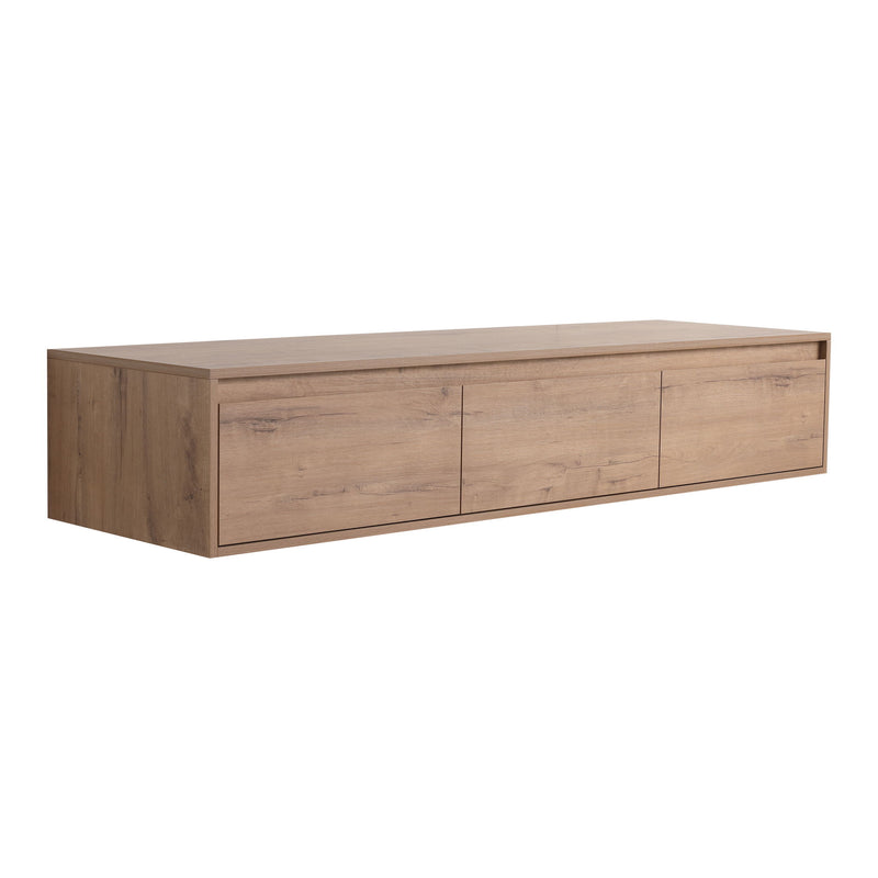 Modern Minimalist 60" Bathroom Cabinet With Soft Close Drawers And Floating Mounting Design - Imitative Oak