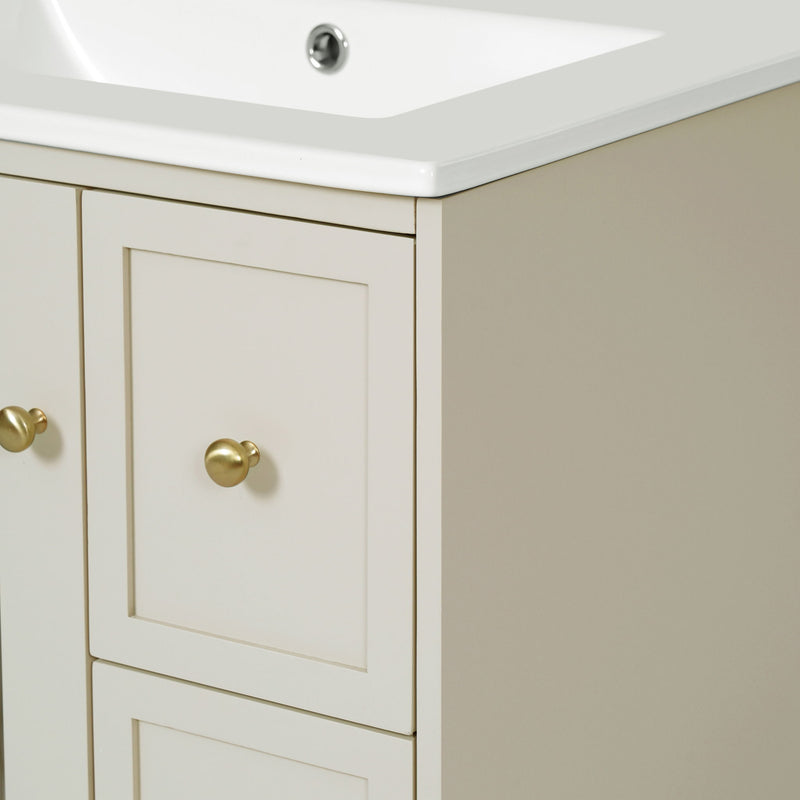 Wall-Mounted Bathroom Vanity Set With Sink, 2 Drawers And Soft-Close Door