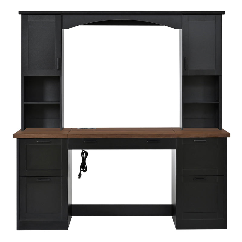 Farmhouse Computer Desk With Hutch