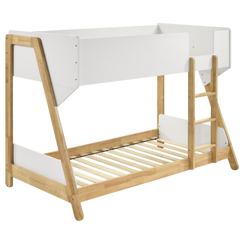 Fjord - Twin Over Twin Bunk Bed, Fits Standard Mattresses - White / Natural