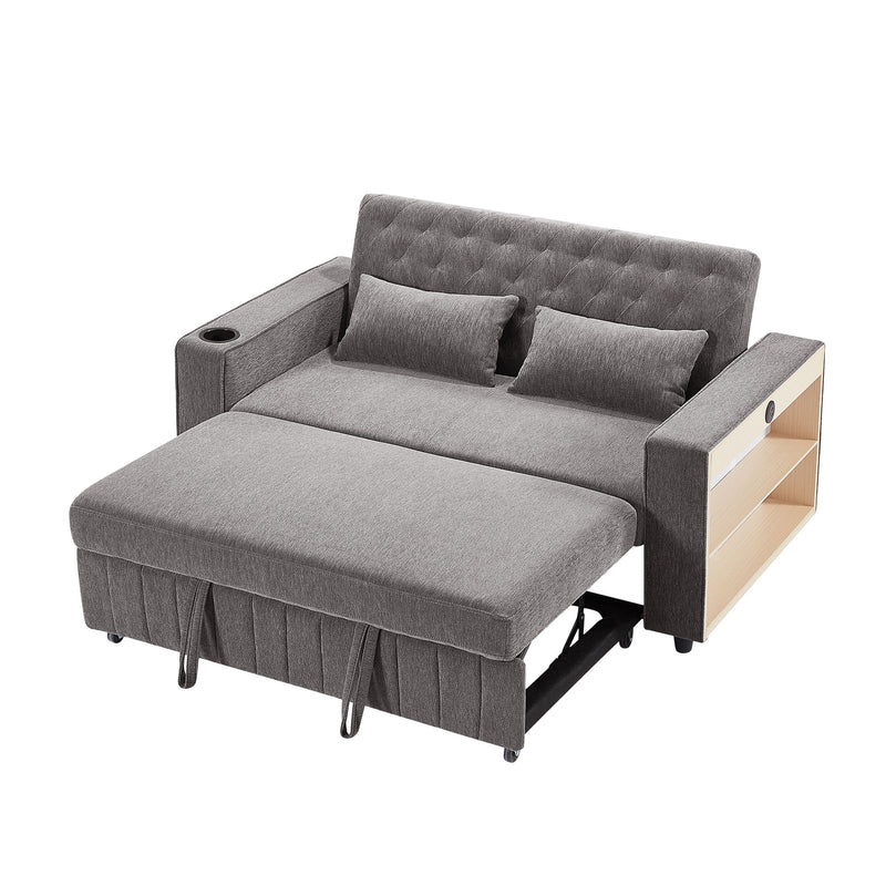 Pull-Out Sofa Bed Convertible Couch With Adjustable Backrest For Living Room