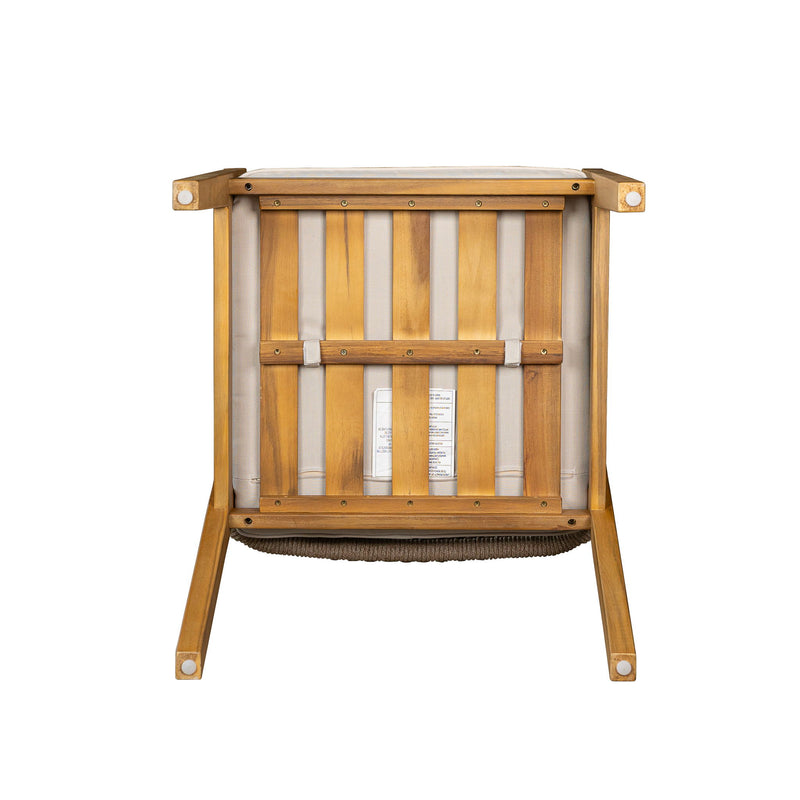 Outdoor Dining Set 1 Table 4 Chairs (Set of 5) - Teak / Beige