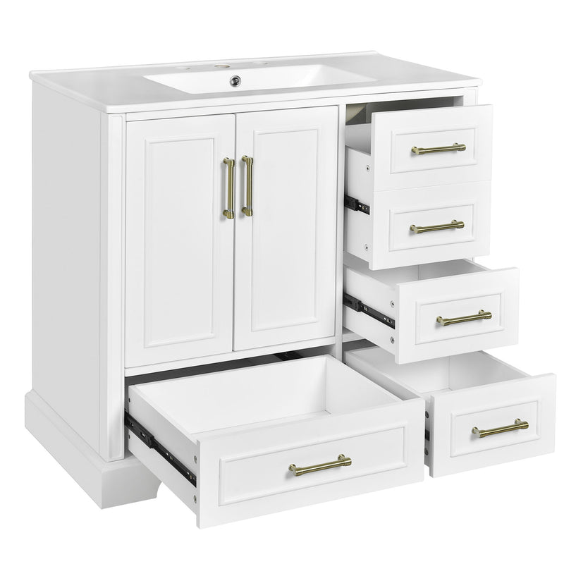 Traditional Bathroom Vanity With Soft Close Doors And Drawers