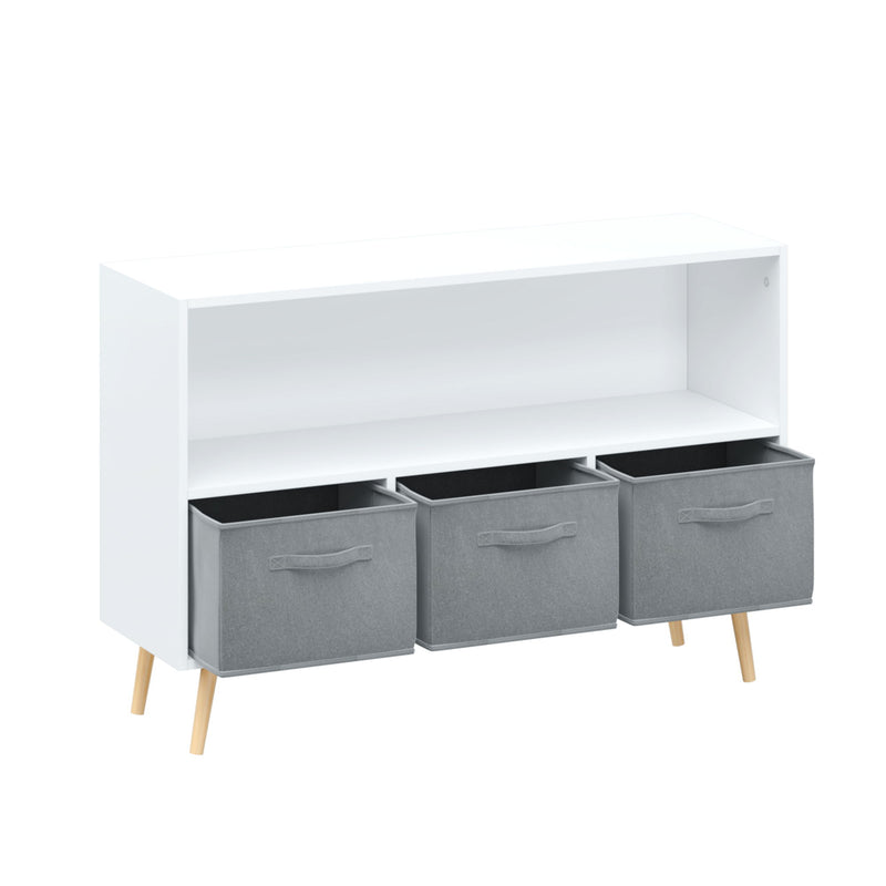 Bookcase With Collapsible Drawers, Book Display Organizer