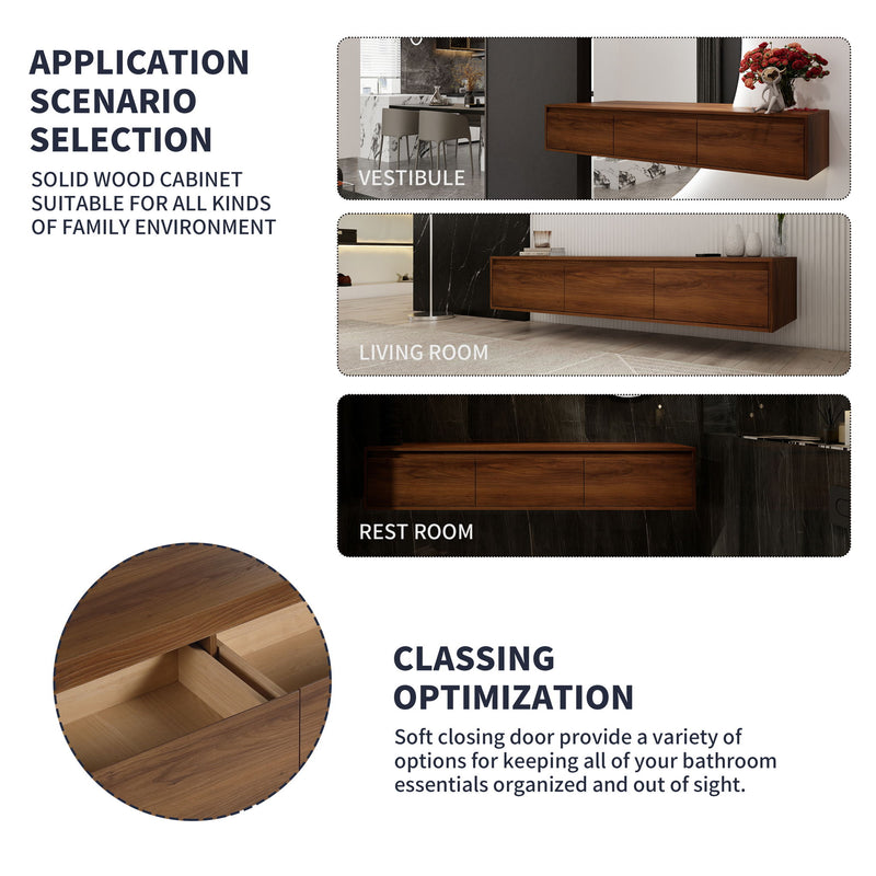 Modern Minimalist Bathroom Cabinet With Soft Close Drawers And Floating Mounting Design