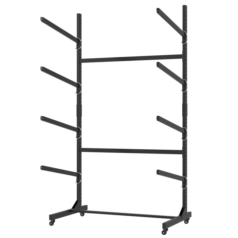 Freestanding Kayak Storage Rack With Lockable Wheels For Kayak, Canoe, Sup & Surfboard