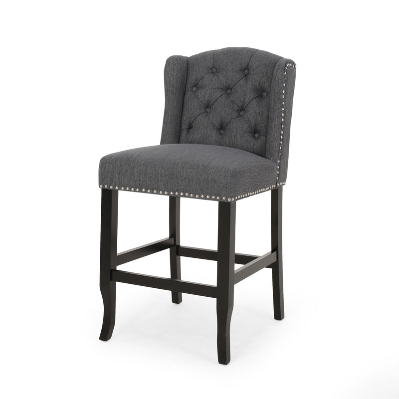 Vienna - Fabric Tufted Counter Stool With Nailhead Accents (Set of 2)
