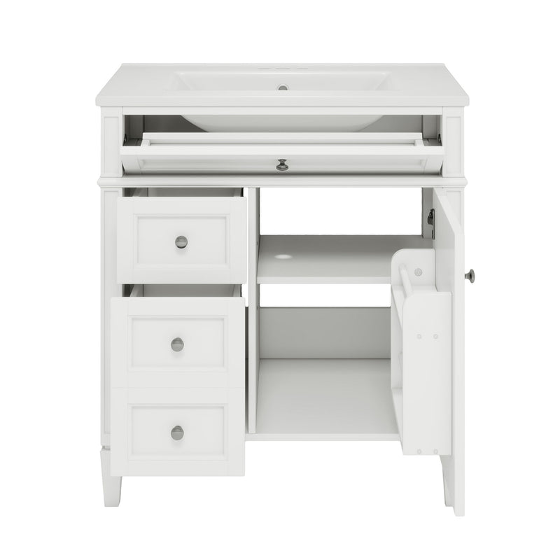 Bathroom Vanity With Top Sink, Modern Bathroom Storage Cabinet With 2 Drawers And A Tip-Out Drawer
