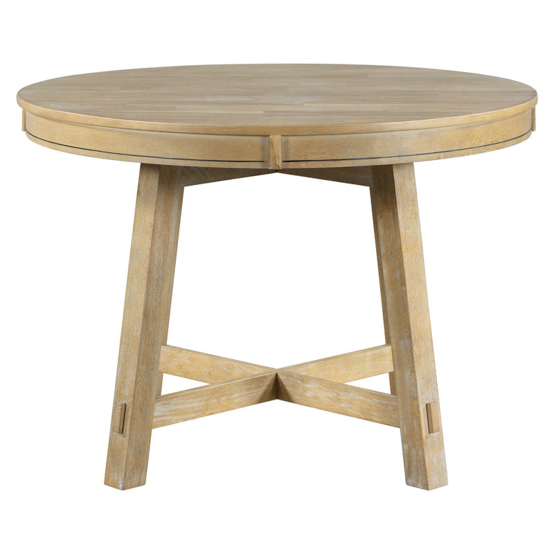 Gia - Round Extendable Dining Table With 16" Leaf Wood