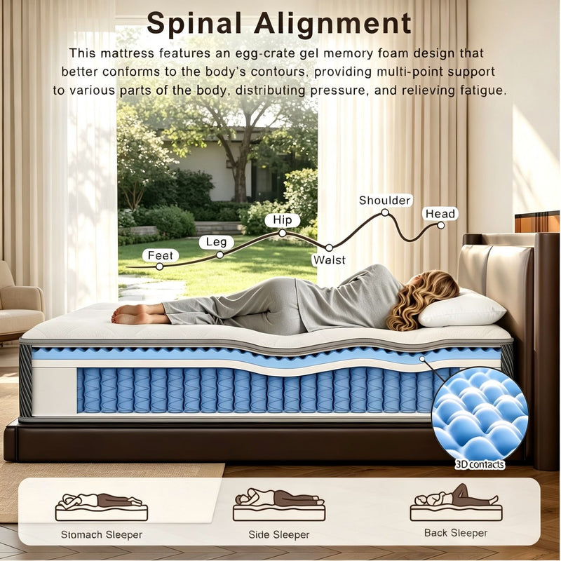12" Hybrid Mattress With Individual Pocket Coils, Memory Foam