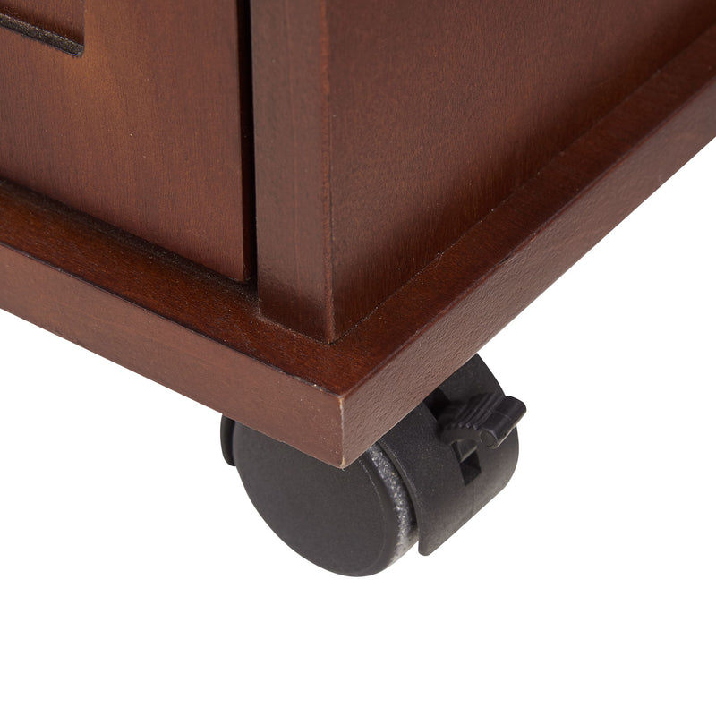 Traditional End Table With Charging Station, Narrow Side Table With USB Ports And Outlets - Red Walnut